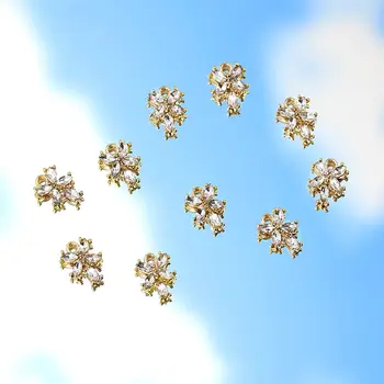 10Pcs Zliatiny Golden Flower Charms Lesklé Crystal Rastlín Prívesok Pre KUTILOV, Náušnice, Náhrdelník DIY Dodávky Šperkov Komponentov