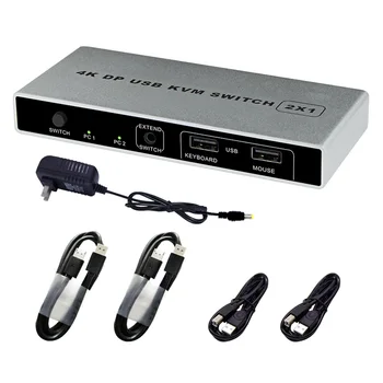 Monitor 1 Z Plug And Play Dual Port Radič KVM Prepínač VGA Pripojenie 4K 60Hz Myši Podpora Displayport Počítač Stabilné USB