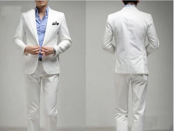 Doprava zadarmo Vlastné oblek biele Šaty ženícha oblek(bunda a nohavice)