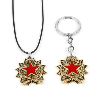 Hra CSGO Counter Strike Prívesok Náhrdelník Red Five Star Dizajn Medaila Muži Ženy Šperky, Kovové kľúčenky Keychain CS GO Fanúšikov Darček