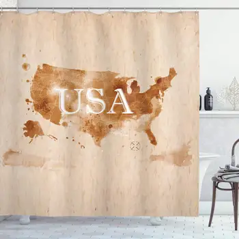 Americká Vlajka Sprchový Záves Vlajky Pred Západom Slnka, Oblohu S Amerike Únie Idylické Tkaniny Tkaniny, Kúpeľňa Decor Set S Háčikmi