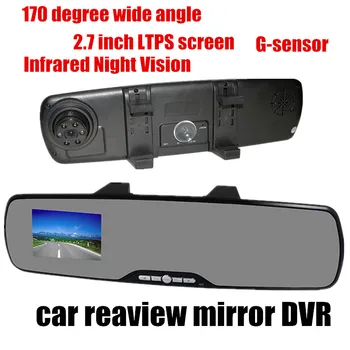 Nové 2,7 Palca auto spätné zrkadlo videorekordér DVR Auto Fotoaparát Vozidla DVR infračervené nočné videnie 120 stupňov širokouhlý objektív