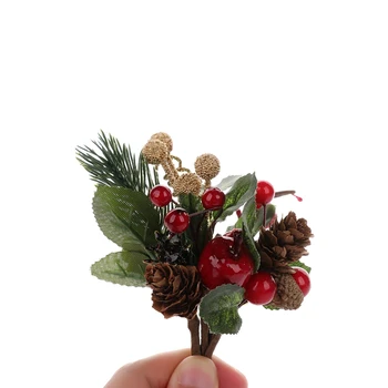15Pcs Červená Vianočné Berry a Borovicová Šiška Výber s Holly Pobočiek na Dovolenku Kvetinový Dekor Kvet Remeslá