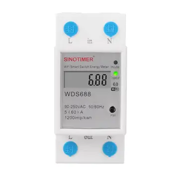 WIFI Din lištu AC 90-250V 50/60Hz jednofázový Elektromer Smart Switch Časovač Energie Power Monitor Wattmeter Ammeter Voltmeter