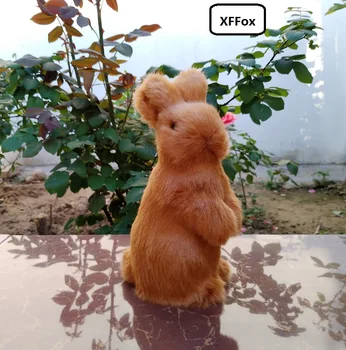 Nové reálnom živote sedí zajac model plastická a kožušín, hnedá králik bábika darček asi 8x7x17cm xf1990