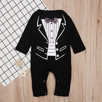 Dieťa Svadobné Chlapci Gentleman Obleku Romper Jumpsuit Oblečenie Oblečenie Set