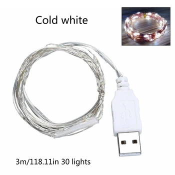 30 LED USB String Svetlá Strieborného Drôtu Garland Nepremokavé Rozprávky na Čítanie Vianočné XX9C