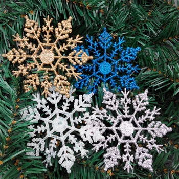 12Pcs/veľa Nových Lesk Snowflake Vianočné Ozdoby na Vianočný Strom Visí Prívesky, Umelý Sneh, Domáce Dekorácie pre Stranou 10 cm