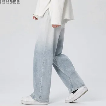 Gradient Jeans pánske Módne Retro Bežné Širokú nohu Džínsy Mužov Streetwear kórejský Voľné Hip-hop Rovné Denim Nohavice Pánske M-3XL
