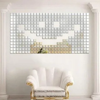 100 Kusov Zrkadlo Dlaždice Populárne DIY Stenu, Nálepky 3D Odtlačkový Mosaic House Domov Miestnosti Dekorácie Stick Pre Moderné Izby Drop Shipping