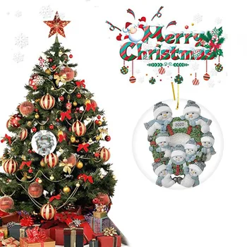 Vianočné Dekorácie 2020 Ozdoby Vianočné Snehuliak Rodiny DIY Drevené Prihlásiť Visí Prívesok Dekorácie новогодние украшения