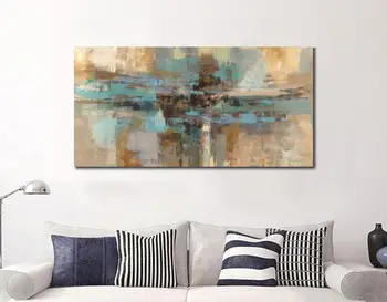 Ručne maľovaných olejomalieb na plátne abstraktné moderného umenia pre obývacia izba dekoratívne Ráno Fjord Vysokej kvality Veľké veľkosť