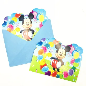6pcs/set Disney Mickey Mouse Narodeninovej Party Dodávky Dekor Pozvánky Papier Narodeniny Detí, Narodeniny, Party Dodávky