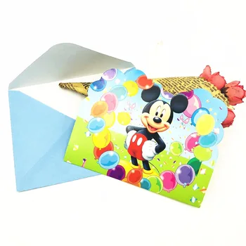 6pcs/set Disney Mickey Mouse Narodeninovej Party Dodávky Dekor Pozvánky Papier Narodeniny Detí, Narodeniny, Party Dodávky