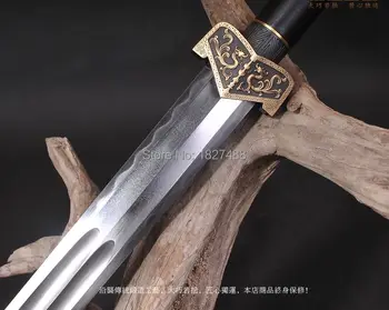 Skladaný Vzor Ocele Hliny Tvrdeného Čepeľ Ostré Čínske KungFu Meč/Mosadz Dragon Príslušenstvo Čína Dynastie Han Cisára Bitka Jian