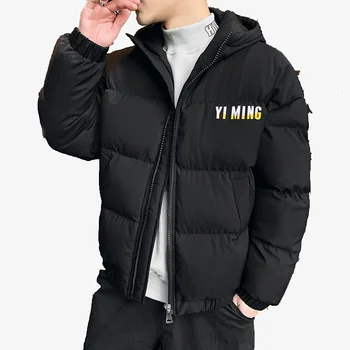 Pánske Vytlačený Parkas Bežné Nadrozmerná Žena Znásobí Zips Parkas kórejský Streetwear Muž 2020 Zimný Kabát