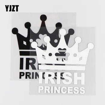 YJZT 13.9×14.3 CM ÍRSKY PRINCEZNÁ Auto Nálepky Vinyl Koruny Cartoon Dekoratívne Reflexné Odtlačkový Čierna/Strieborná 4C-0160