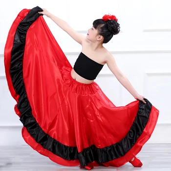 Deti Flamenco Sukne Španielsky Býčích Zápasov, Tanečné Šaty Cigán Výkon Oblečenie Žien Fáze Nosiť Ženy Červený Satén Kostým