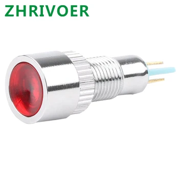 1pcs 8mm 6V alebo 12V 24V 220vflat rovine hlavu LED Kovové Kontrolka 8 mm vodotesné signalizačná kontrolka červená žltá modrá zelená biela