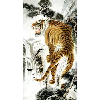 DIY Moruša Hodváb Suzhou Výšivky Sady Tlačené Vzory, Výšivky Súpravy, borovice a tiger 35*65 cm