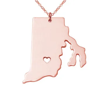 Rhode Island Nerezová Oceľ Náhrdelník Spojené Štáty Štátu Mapu Náhrdelník Žena Šperky
