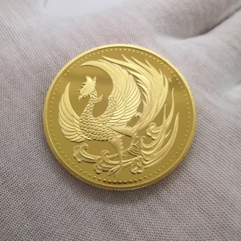 Japonsko Golden Phoenix Chryzantéma Kovové Mince obchod so Umenie Pozlátené Mince Kolekcie Darček Dia 40 MM