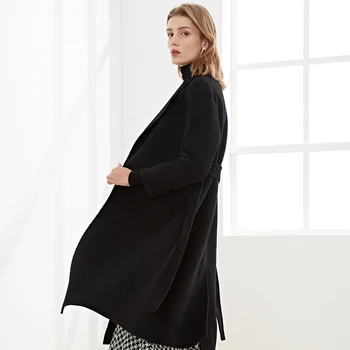 Austrálskej Vlny Kabát dámske Oblečenie Klasické Klope Čipky Long Double Stretávajú Vlnené Kabát Jeseň A Zimu 2020 Nové