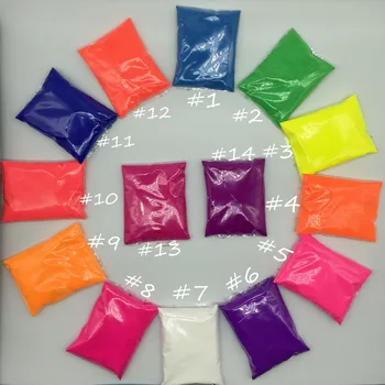 Zmiešané 10 NEÓNOVÉ Farby Fluorescenčné Fosfor Pigment Prášok na Nechty,svietiť pod ultrafialovým svetlom (1lot=10colors,10grams na jednu farbu)