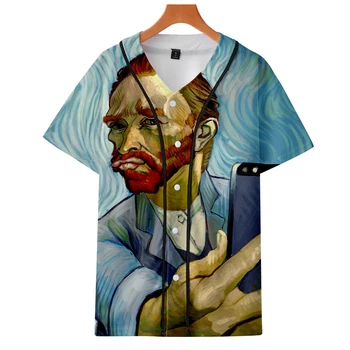 2018 Nové Van Gogh 3D Krátky Rukáv Singel svojim Tričko Vytlačené Lete Bežné t-shirt Streetwear Módy Tees Oblečenie