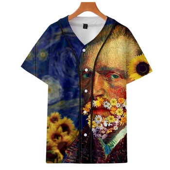 2018 Nové Van Gogh 3D Krátky Rukáv Singel svojim Tričko Vytlačené Lete Bežné t-shirt Streetwear Módy Tees Oblečenie