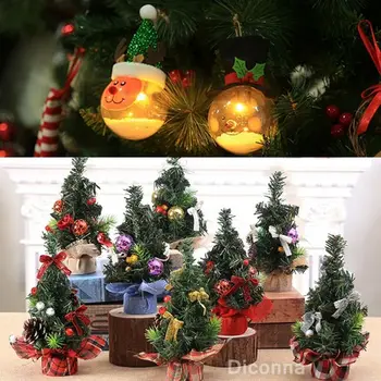 1Pc Novo Stôl Stôl 20 cm Mini Vianočný Vianočný Strom Santa Claus Malý Festival Dovolenku Strany Ozdoby Home Decor Art Darček