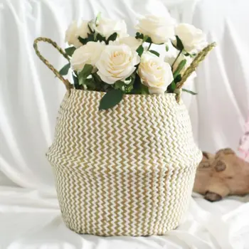 Skladanie Bielizne Kvetináče Kvetinové Vázy Domov Garden Visí Kôš Ratan Slamy Prútený Kôš Seagrasss Práčovňa Skladovanie