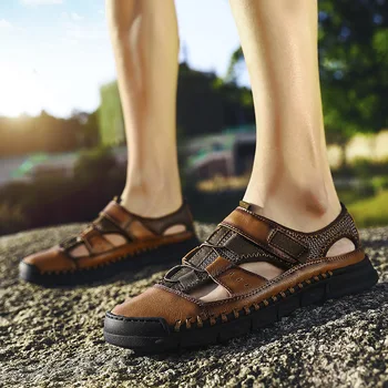 Letné Mužov Sandále originálne kožené Módne, Pohodlné Mäkké gumové Papuče Bežné Priedušná Vonkajší Pláže Topánky veľká veľkosť 48