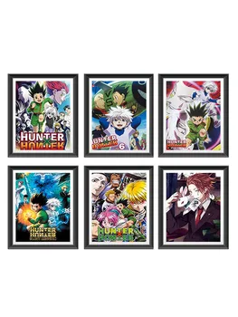 6pcs/set Hunter x Hunter Plagát, Obľúbené Klasické Japonské Anime Domova Retro Plagátu Vytlačí Hodváb Wall Art Domov Izba Dekor