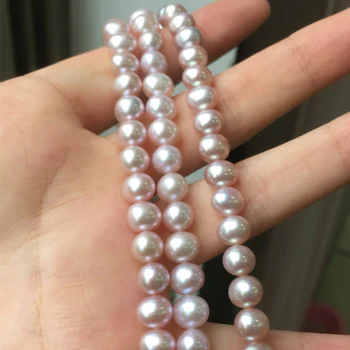 Sladkovodné Perly Náhrdelníky Okrúhly Tvar Guľôčok s Veľkosťou 6.5-7mm Dokonalý Lesk na Šperky DIY Voľné Pearl Pramene Náhrdelník