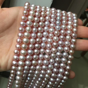 Sladkovodné Perly Náhrdelníky Okrúhly Tvar Guľôčok s Veľkosťou 6.5-7mm Dokonalý Lesk na Šperky DIY Voľné Pearl Pramene Náhrdelník