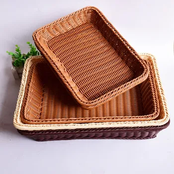 Plastový ratanový košík ovocný kôš na chlieb košíka displej tkanie bambusu košík