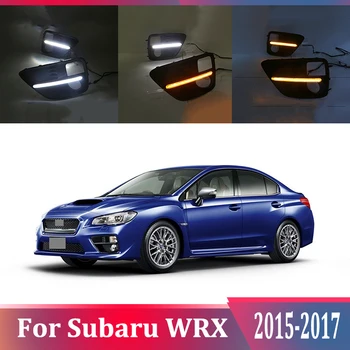 2 ks Pre Subaru WRX-2017 LED Jazdu cez Deň Beží Svetla DRL Auto Hmlové Svietidlo 6000K-Biele Svetlo Zase Žlté Svetlo