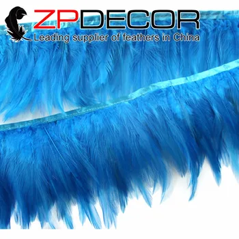 ZPDECOR 5-6inch(12.5-15 cm) 2yards/veľa Farbené Modrá Najvyššej Kvality Kohút Krku Hackle Perie Výbava pre Svadobné Dekorácie