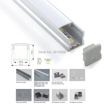 20 X 1M Sady/Veľa Povrchovú montáž hliníkový profil led pásy a 15 mm hlboké u typu led profil hliníka na strop alebo na stenu