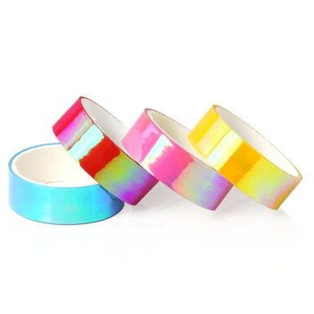 AAGU 15 mm*3m Laser Rainbow Washi Pásky Lesk Papiernictvo Scrapbooking Dekoratívne Samolepiace Pásky urob si sám Maskovacia Páska Školské potreby