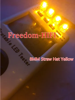 50pcs LED 8mm Žltá Slamený Klobúk Vody Jasné, 8 mm LED Dióda Široký Uhol Dióda LED Svetlo Lampy Cez Otvor