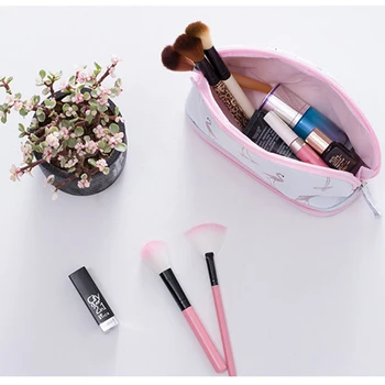 Prenosné Flamingo Kozmetická Taška Dvojvrstvové Cestovné Make-Up Puzdro Tašky Kruhové Žena Tvoria Taška Kefa Organizátor