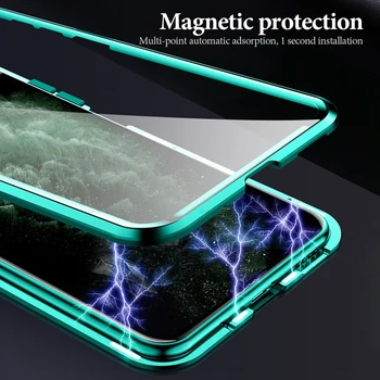 Kovové Magnetické Adsorpcie puzdro Pre iPhone 11 Prípade Tvrdeného Skla Späť Na iPhone 11 Pro Max Nových Prípadov Kryt Nárazníka Coque