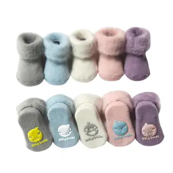 5 Párov detských Super Hrubé Zimné Teplé Vlnené Ponožky Deti Chlapcov Dievča Non-Protišmykové Členok Bavlna