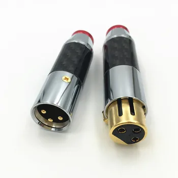 5 Stanovuje Pozlátené Uhlíkových Vlákien XLR Konektor Konektor Audio HiFi 3Pin M & F Black Vysokej Kvality