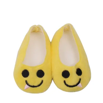 18-palcové Dievčatá bábiky topánky žltá usmievavá tvár načechraný obuvi Americký nové narodený príslušenstvo hračky pre deti fit 43 cm baby s210