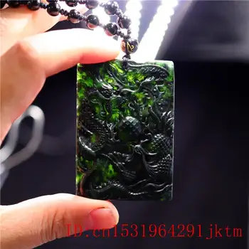 Jade Dragon Phoenix Prívesok Náhrdelník Šperky Prírodného Čínskeho Darčeky Amulet Zelená Čierna Kúzlo Módne Vyrezávané