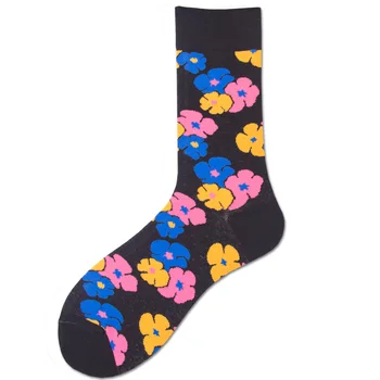 Značka Kvality Mens Ponožky Happy 5 Farieb Cherry Blossom Listy Ponožky Česanej Bavlny Calcetines Largos Hombre Veľká Veľkosť Veľkoobchod