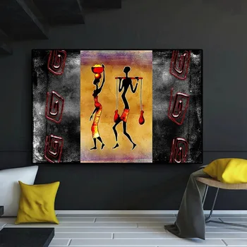 Abstrakt Africká Žena Muž Práci Obrázok olejomaľba na Plátne Plagáty a Vytlačí Cuadros Umenia na Stenu Obrázok pre Obývacia Izba